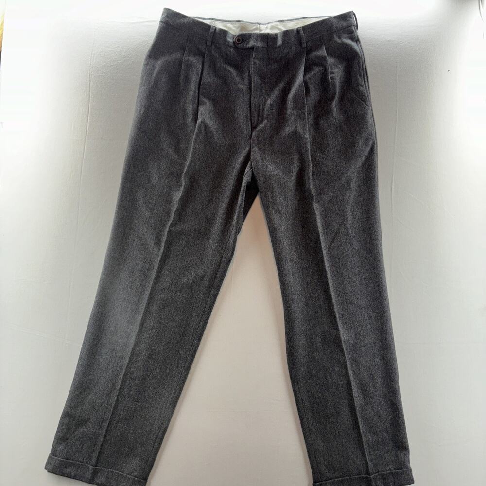 Irvine Park Pants Cashmere Wool Blend Men’s Size 40L Gray Pleated Front Cuffs